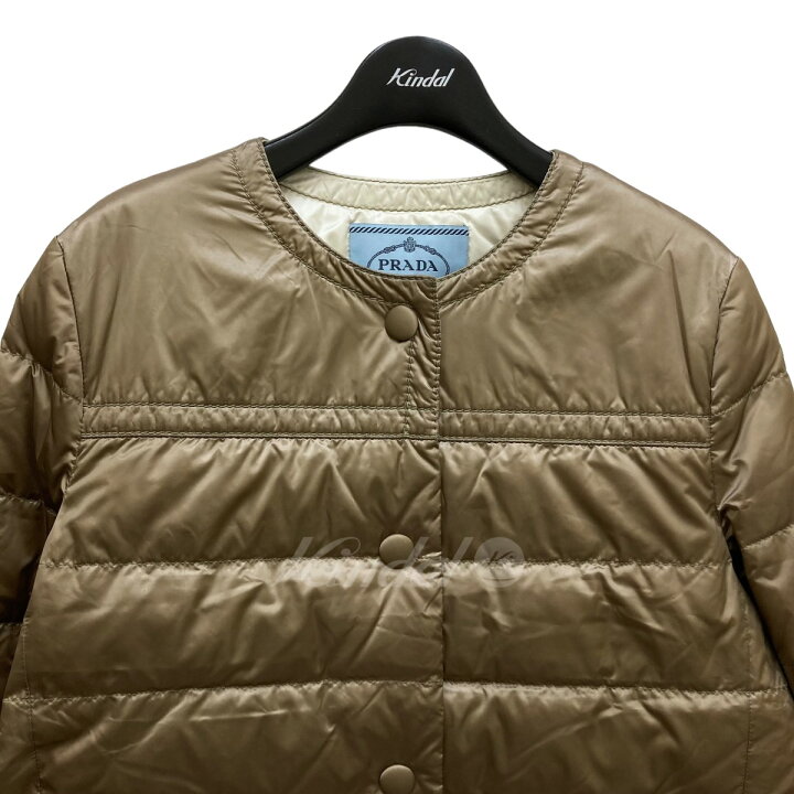 楽天市場】【中古】PRADA ノーカラーダウンジャケット 29B831 ベージュ 