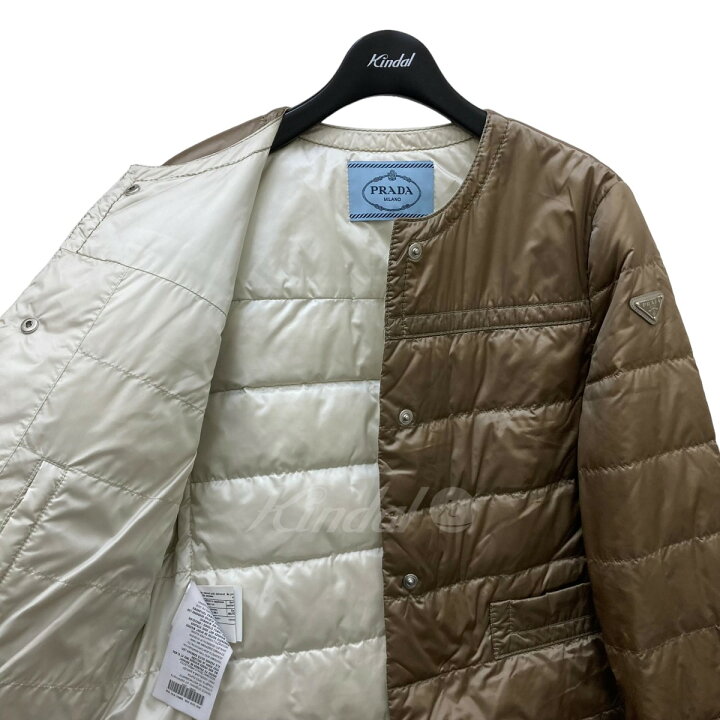 楽天市場】【中古】PRADA ノーカラーダウンジャケット 29B831 ベージュ 