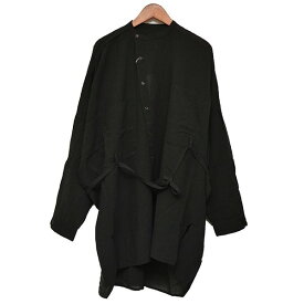【中古】ESSAY2023AW　SLANT OFFICER SHIRT　コットンリネンシャツ ブラック サイズ：3【価格見直し】