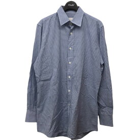 【中古】PRADAギンガムチェックシャツ ブルー サイズ：38／15【価格見直し】