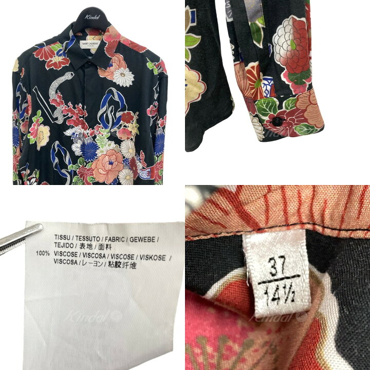 楽天市場】【中古】SAINT LAURENT PARIS花 蛇柄シャツ ブラック サイズ 