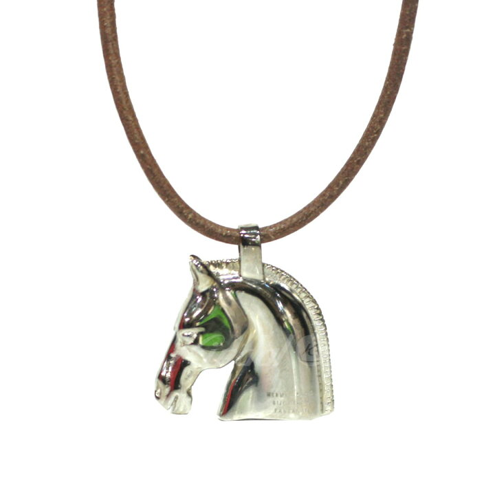 楽天市場】【中古】HERMESホースネックレス シルバー 馬 レザー  