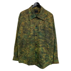 【中古】山内「-camouflage-」 塩縮加工超強撚コットン箱村シャツジャケット オリーブ サイズ：3【価格見直し】