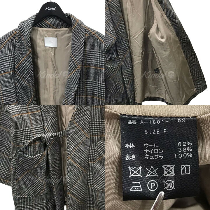 楽天市場】【中古】ATHAチェック柄ロングコート BIG CHECK NORAGI COAT 