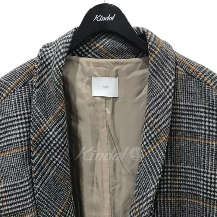 楽天市場】【中古】ATHAチェック柄ロングコート BIG CHECK NORAGI COAT 