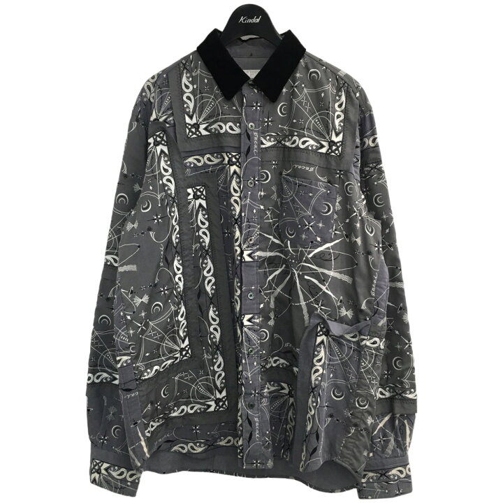 楽天市場】【中古】sacai × DR． WOOリベア加工バンダナシャツ グレー 