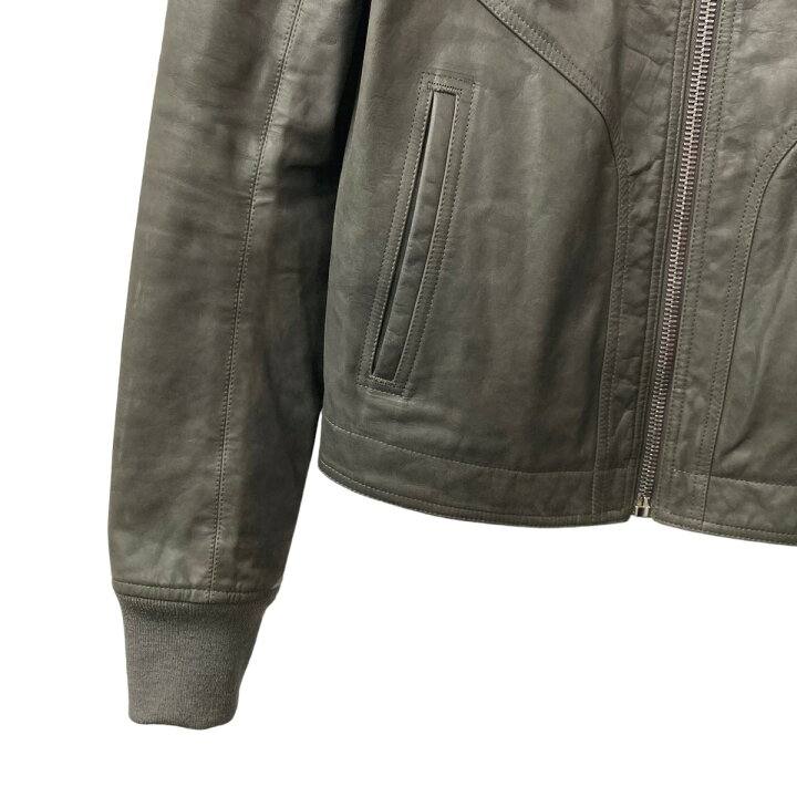 リックオウエンス レザー スタンドカラー コート グレー 808H△（Rick  