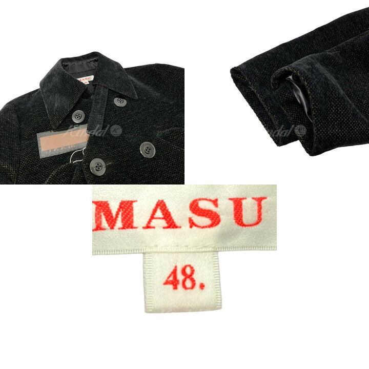 楽天市場】【中古】MASU 「V NECK PEA COAT」Pコート ブラック サイズ