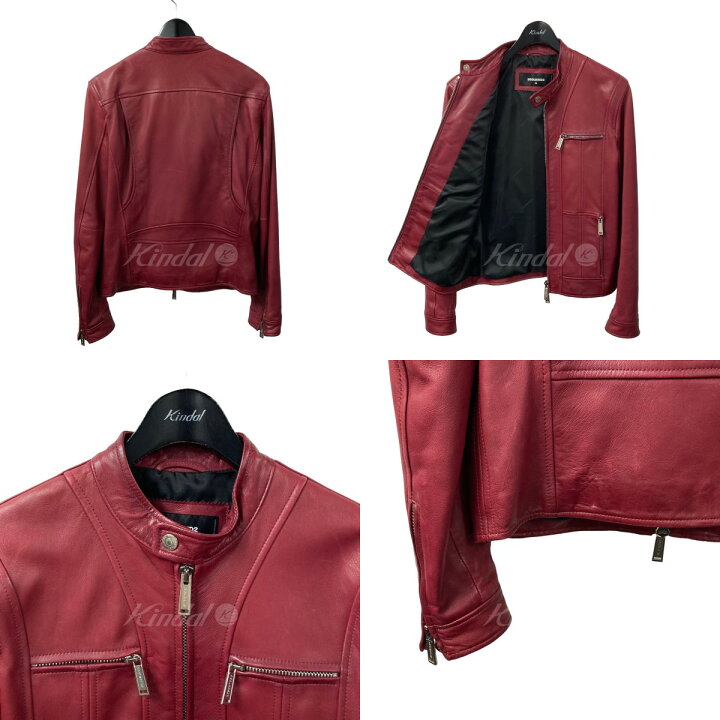 楽天市場】【中古】DSQUARED2 シングルライダースジャケット ボルドー 