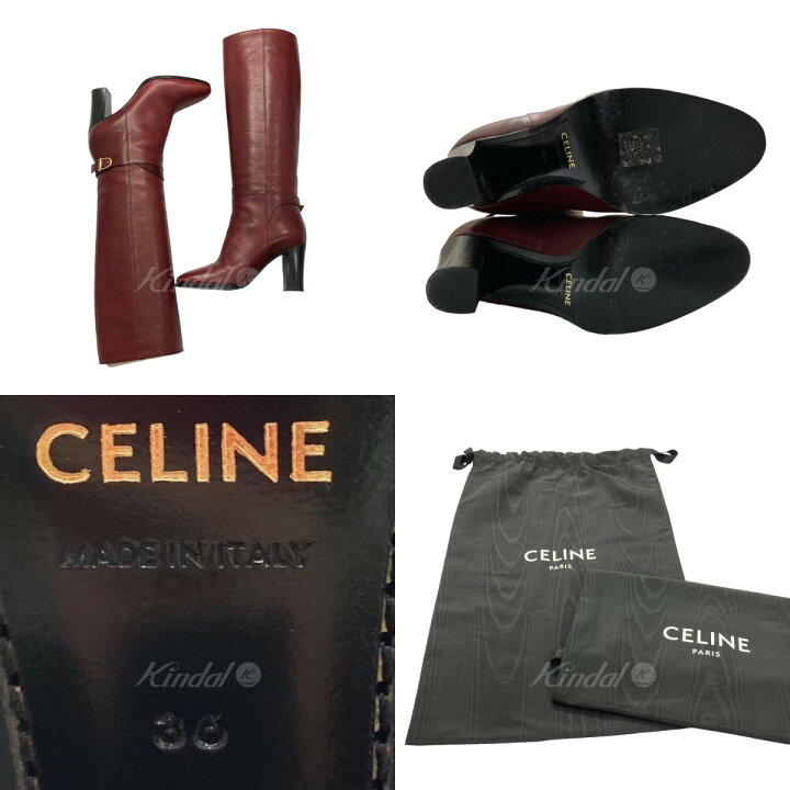 楽天市場】【中古】CELINEロングブーツ P190013228 バーガンディー 