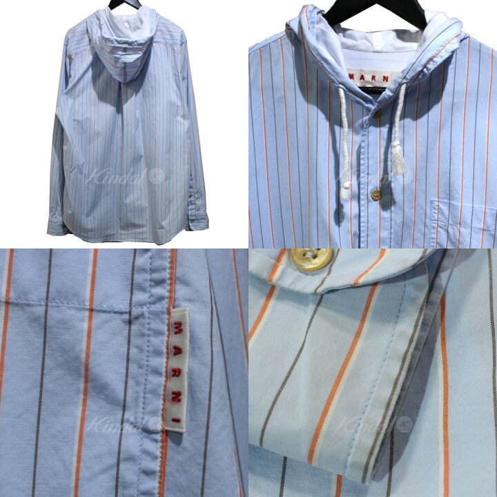 楽天市場】【中古】MARNI 23SS フード付き ストライプシャツパーカー 