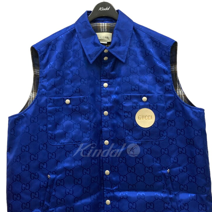 楽天市場】【中古】GUCCI GG柄ナイロンベスト 631890 ブルー サイズ 