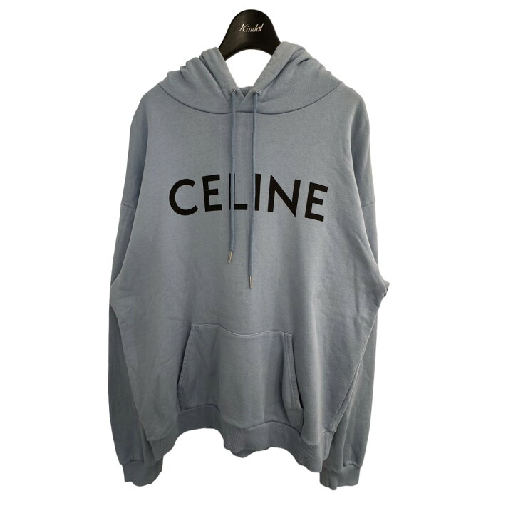 CELINE ルーズ フーディー / コットンフリース ウォッシュドブルーXL 