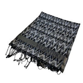 【中古】VALENTINO　オプティカル ロゴ モノグラム スカーフ　XY2ER033YNM グレー×ブラック サイズ：45x170 【071123】（ヴァレンチノ）
