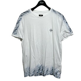 【中古】FENDI　2023SS ロゴプリントTシャツ ホワイト サイズ：L 【111123】（フェンディ）