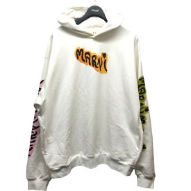 【中古】MARNI23AW｢GRAFFIC LOGO LOOPBACK HOODIE｣グラフィックロゴパーカー ホワイト サイズ：44【価格見直し】