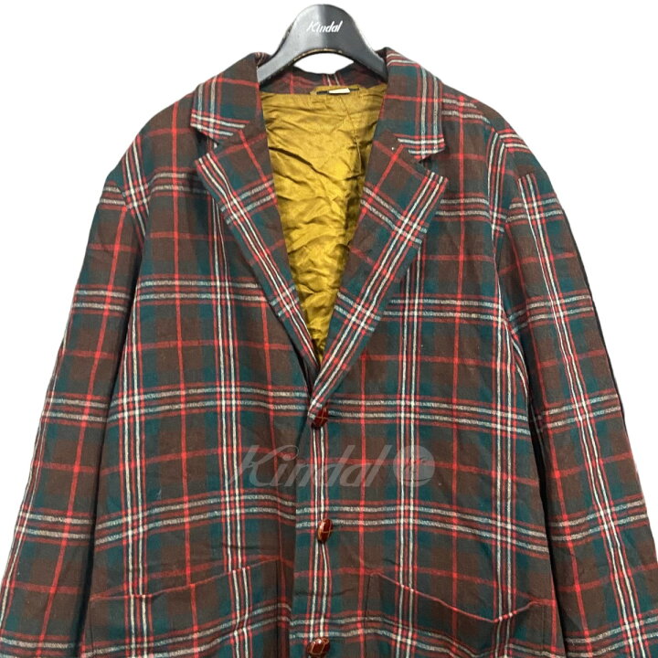楽天市場】【中古】GUCCIチェック柄チェスターコート グリーン×レッド 
