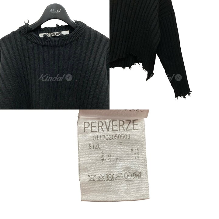 楽天市場】【中古】PERVERZE ショート丈 ニット ブラック サイズ：Free 