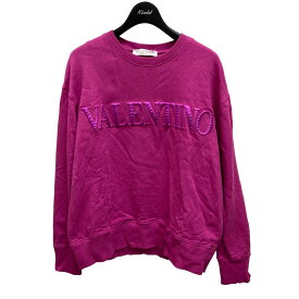 【中古】VALENTINO22SS エンボスロゴ スウェットシャツ クルーネックスウェット ピンク サイズ：S【価格見直し】