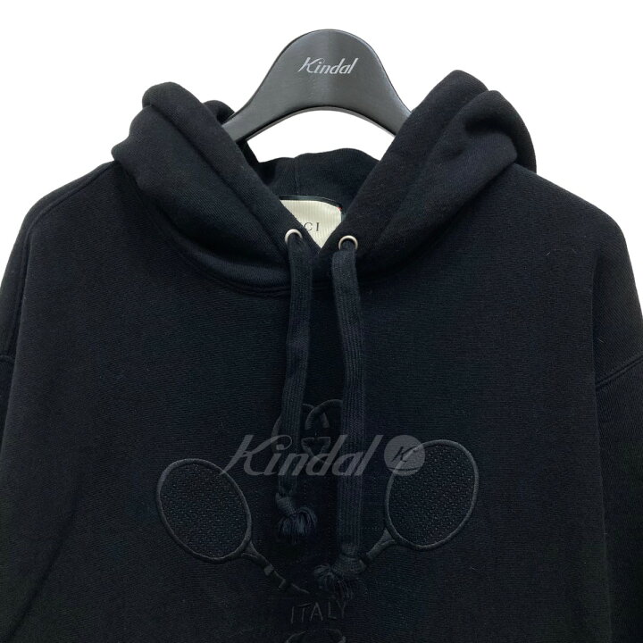楽天市場】【中古】GUCCI TENNIS ロゴ刺繍パーカー 560502 ブラック 
