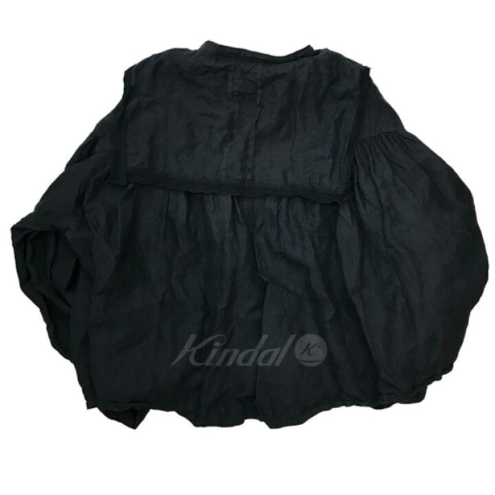 nest Robeリネン天然染めスクエアカラーブラウス/ブラック 