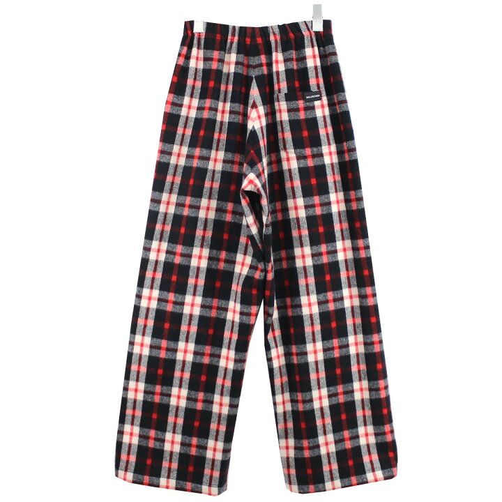 楽天市場】【中古】BALENCIAGA18AW ウールチェックワイドバギーパンツ 