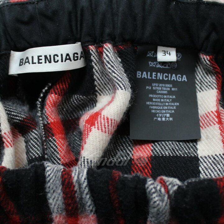 楽天市場】【中古】BALENCIAGA18AW ウールチェックワイドバギーパンツ 