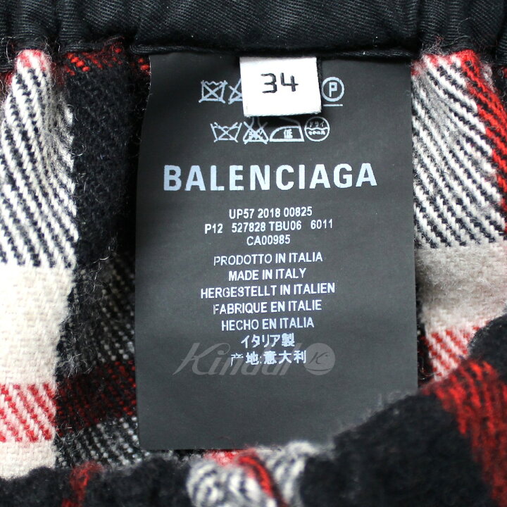楽天市場】【中古】BALENCIAGA18AW ウールチェックワイドバギーパンツ 