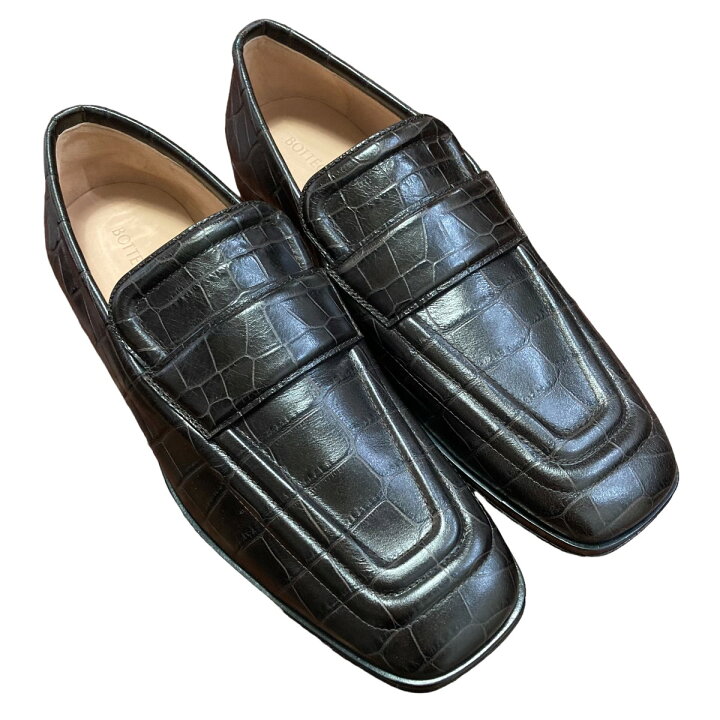 楽天市場】【中古】BOTTEGA VENETA型押しスクエアトゥローファー 