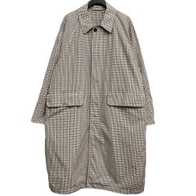 【中古】AURALEE　FINX WEATHER CLOTH CHECK COAT防水ウェザークロスチェックコート アイボリーチェック サイズ：3(オーバーサイズ) 【191123】（オーラリー）