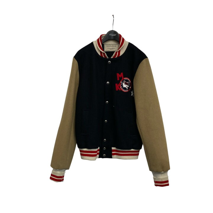 楽天市場】【中古】MAISON KITSUNE ロゴ刺繍入りスタジャン ネイビー  
