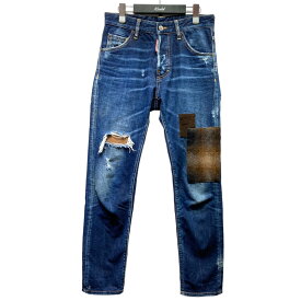 【中古】DSQUARED218AW　COOL GUY JEAN　クラッシュリペアパッチワークデニムパンツ　S71LB0565 インディゴ サイズ：42【価格見直し】