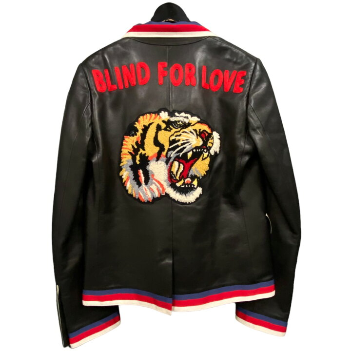 楽天市場】【中古】GUCCIレザージャケット ブラック×レッド×ネイビー 