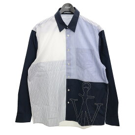 【中古】J．W．Andersonクレイジーパターンシャツ　SH0132PG0587888 ネイビー×ホワイト×ブルー サイズ：48【価格見直し】