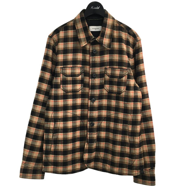 楽天市場】【中古】COACHチェックシャツジャケット 87519 ベージュ  
