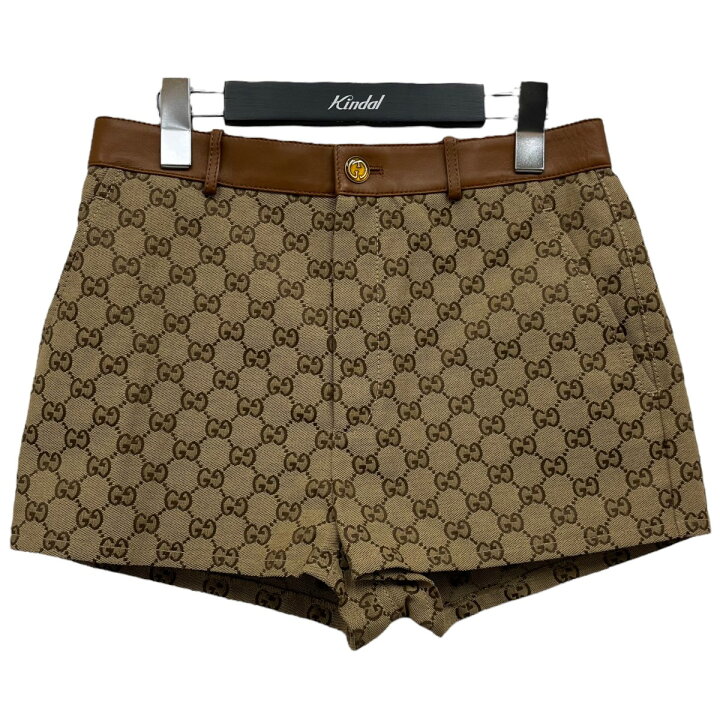 楽天市場】【中古】GUCCIレザートリム付きGGキャンバスショートパンツ 