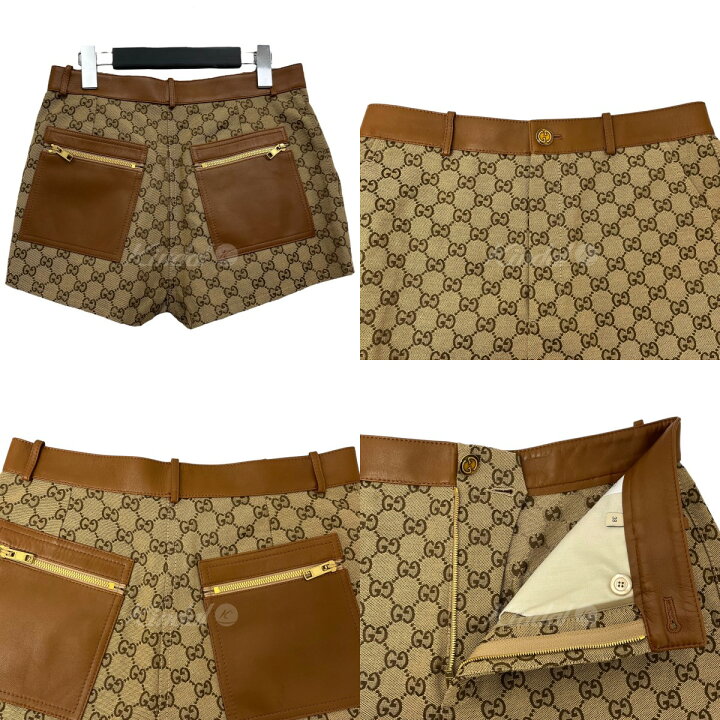 楽天市場】【中古】GUCCIレザートリム付きGGキャンバスショートパンツ 