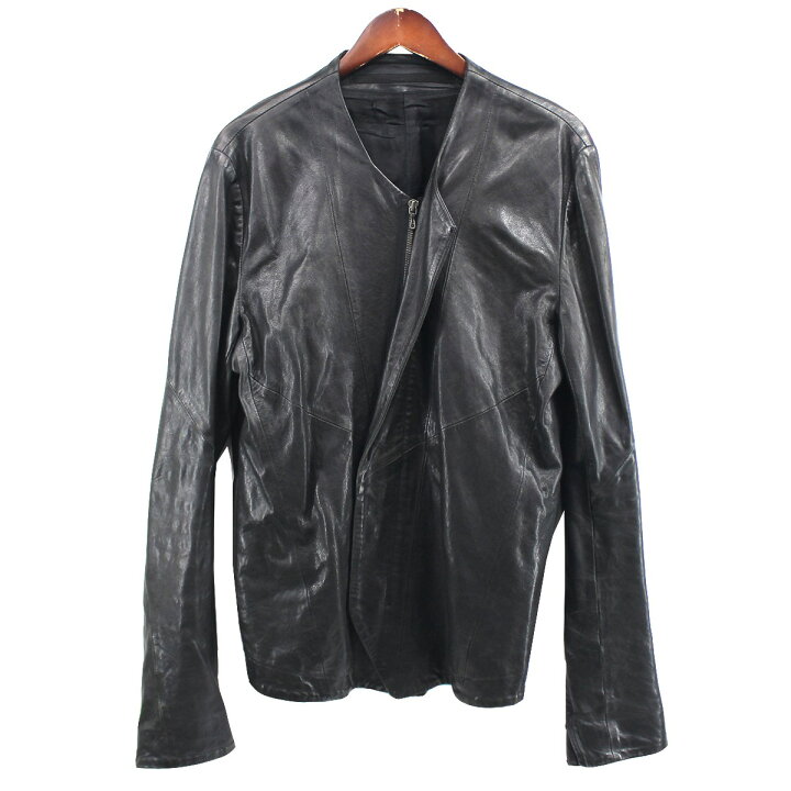 楽天市場】【中古】JULIUS シングル ノーカラー レザー ジャケット  