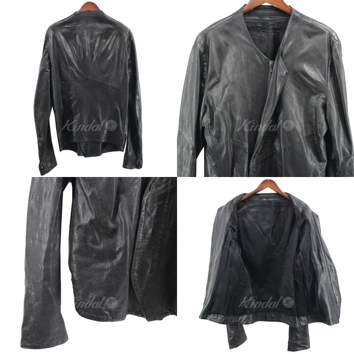 楽天市場】【中古】JULIUS シングル ノーカラー レザー ジャケット 