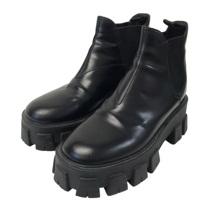 楽天市場】【中古】PRADA ブラッシュドレザーモノリスアンクルブーツ 
