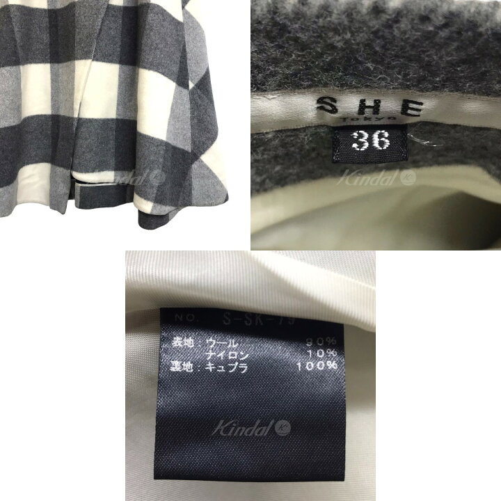 楽天市場】【中古】SHE TOKYO 「ELISA」チェックウールスカート グレー 