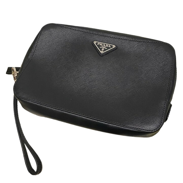 楽天市場】【中古】PRADA サフィアーノクラッチバッグ ブラック 