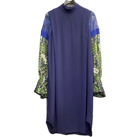 【中古】mame kurogouchi2020AW 「Stained Glass Printed Sleeve Dress」ロングドレス ネイビー サイズ：2【価格見直し】