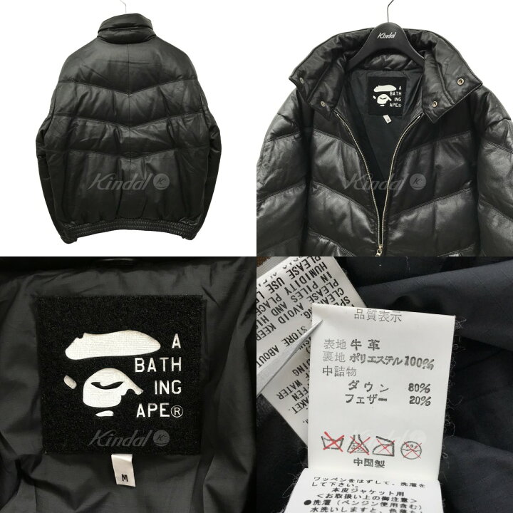 楽天市場】【中古】A BATHING APE カウハイド レザーダウンジャケット  