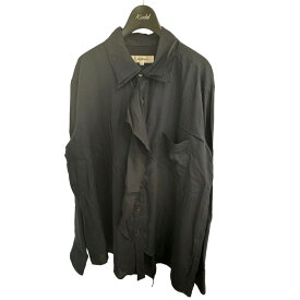 【中古】sulvam23SS ｢DOUBLE ONE-PIECE COLLAR SHIRT｣ フロントデザインシャツ ネイビー サイズ：M【価格見直し】