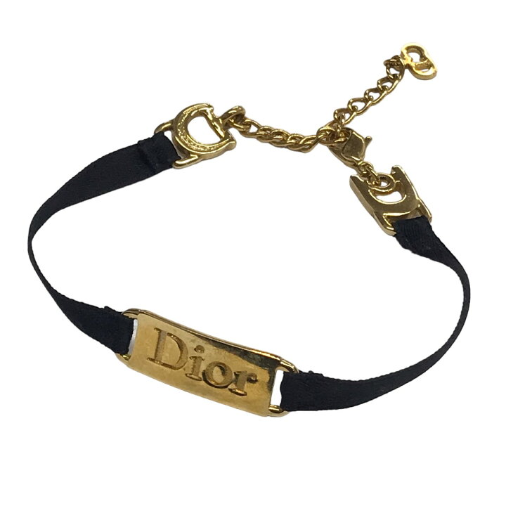 楽天市場】【中古】Christian Dior ロゴプレートリボンブレスレット  