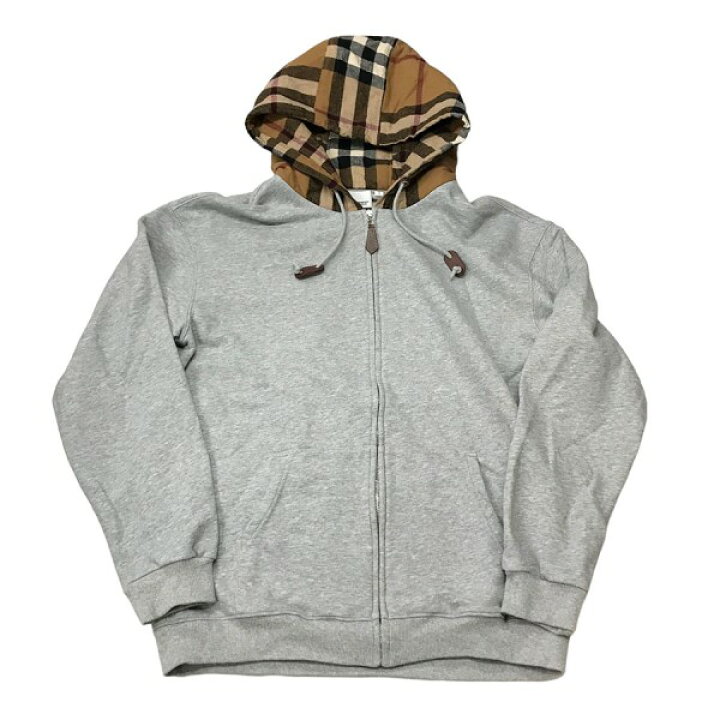 楽天市場】【中古】BURBERRY チェックフード ジップアップ フード 