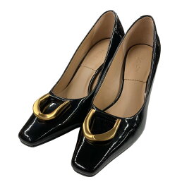 【中古】CHARLES ＆ KEITH「Gabine」 レザーテーパードパンプス ブラック サイズ：36【価格見直し】