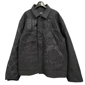 【中古】HUF　｢20TH EMB BOMBER JACKET｣刺繍ジップアップジャケット ブラック サイズ：XL 【141223】（ハフ）