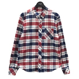 【中古】TMTチェック柄ボタンダウンシャツ REVIVAL L／SL OX CHECK SHIRT レッド・ホワイト・ネイビー サイズ：L【価格見直し】